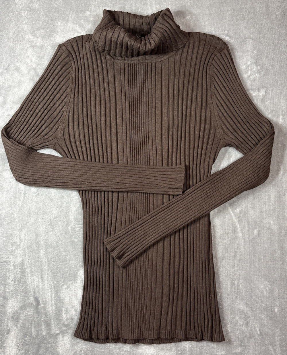 POUT Women’s Size L Brown Ribbed Turtleneck Sweater Top Y2K Emo Goth Scene